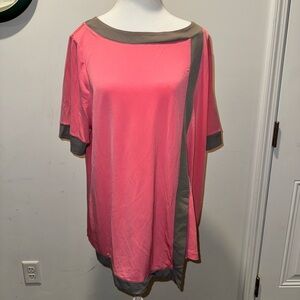 Pink and Taupe Asymmetrical Women's Top